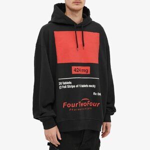424 MG Print Oversized Hoody XS Men Black Pharmaceuticals On Fairfax Hoodie